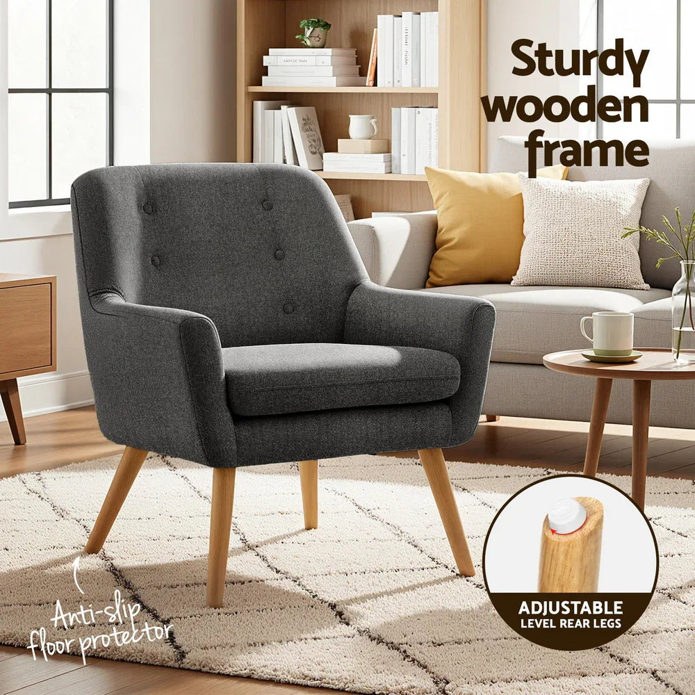 Artiss 2X Armchair Lounge Chair Accent Tub Chair Charcoal ANNE - Mekamart Australia