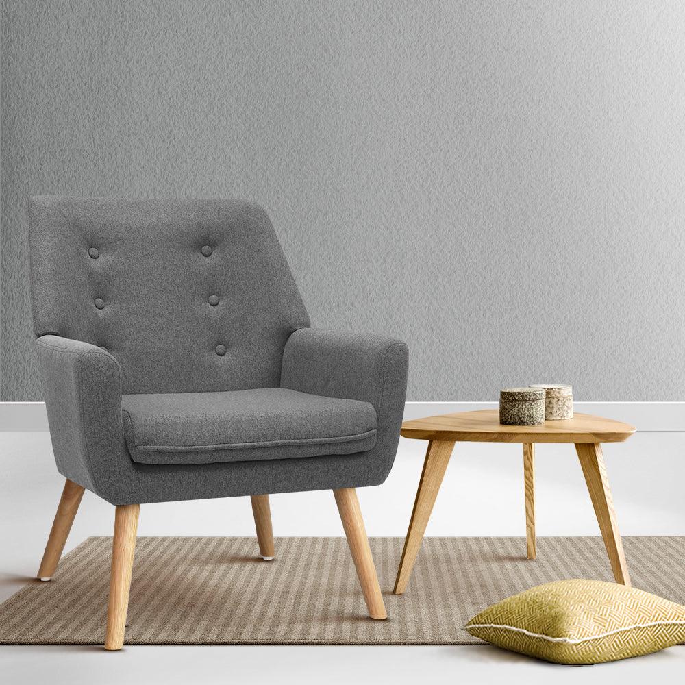 Artiss Armchair Linen Fabric Grey Charcoal - Mekamart Australia