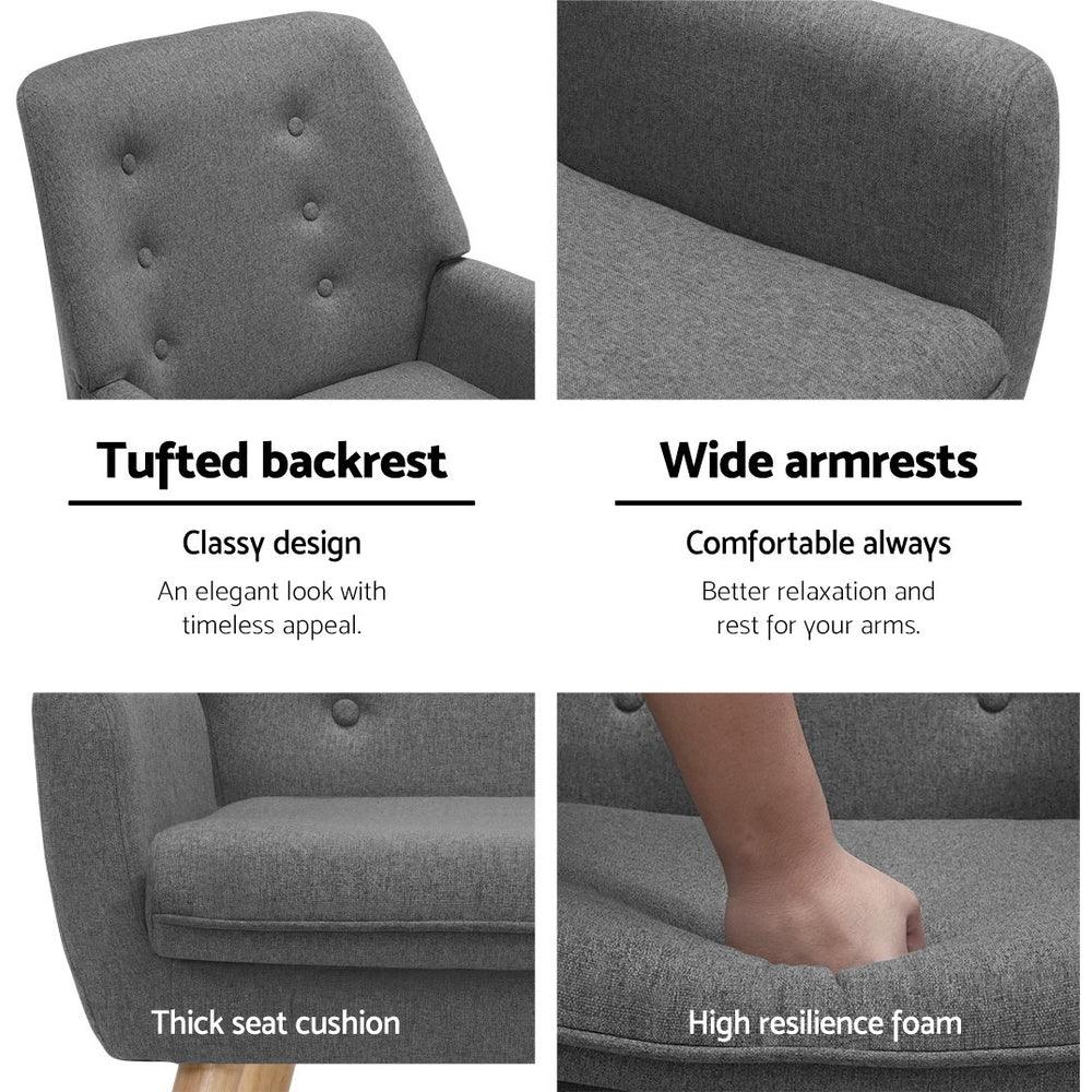 Artiss Armchair Linen Fabric Grey Charcoal - Mekamart Australia