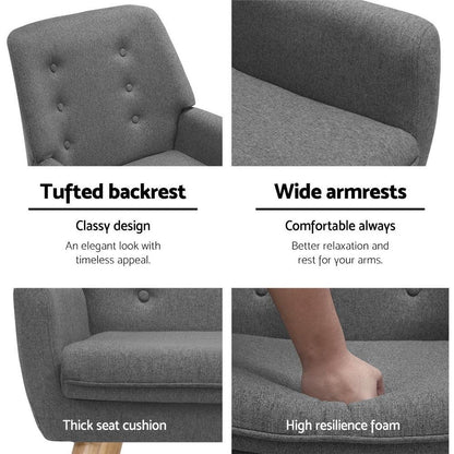 Artiss Armchair Linen Fabric Grey Charcoal - Mekamart Australia