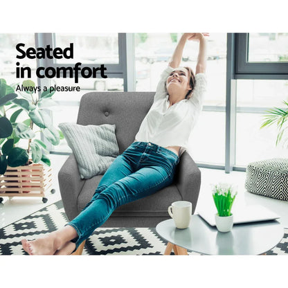 Artiss Armchair Linen Fabric Grey Charcoal - Mekamart Australia