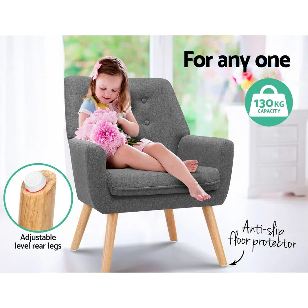 Artiss Armchair Linen Fabric Grey Charcoal - Mekamart Australia