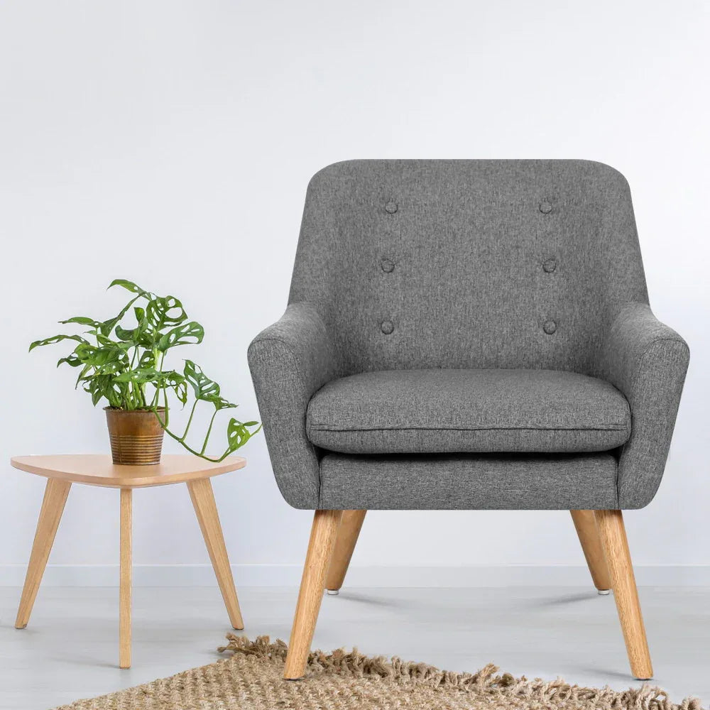 Artiss Armchair Linen Fabric Grey Charcoal - Mekamart Australia
