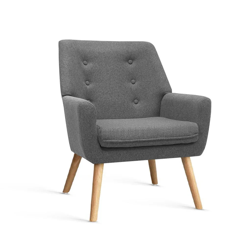 Artiss Armchair Linen Fabric Grey Charcoal - Mekamart Australia