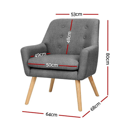 Artiss 2X Armchair Lounge Chair Accent Tub Chair Grey ANNE - Mekamart Australia