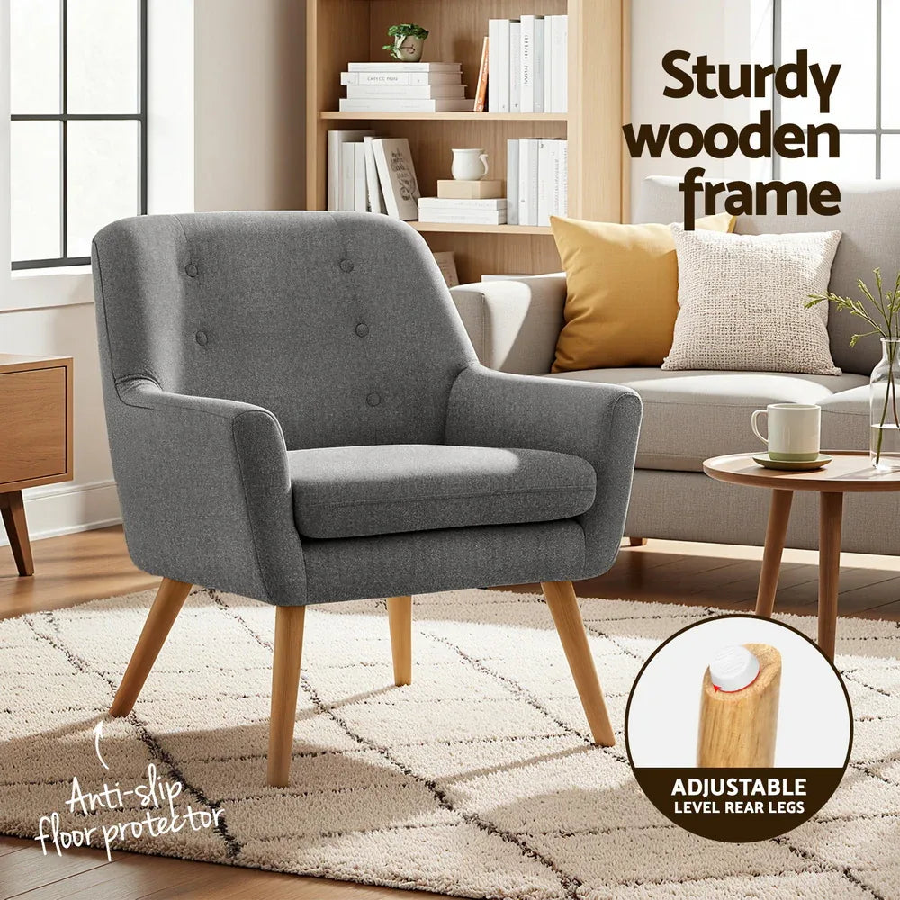 Artiss 2X Armchair Lounge Chair Accent Tub Chair Grey ANNE - Mekamart Australia