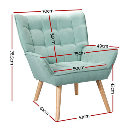 Artiss Armchair Lounge Chair Accent Chairs Sofa Linen Fabric Cushion Seat Blue - Mekamart Australia