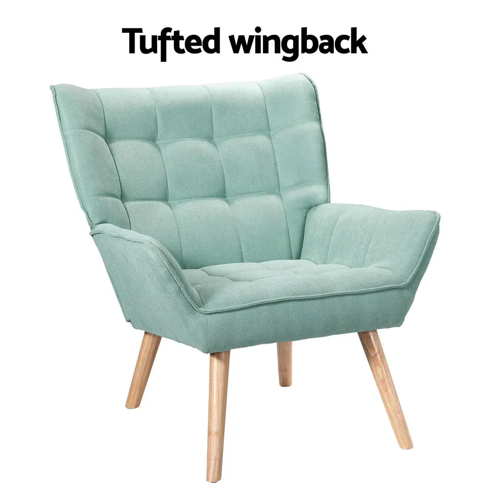 Artiss Armchair Lounge Chair Accent Chairs Sofa Linen Fabric Cushion Seat Blue - Mekamart Australia