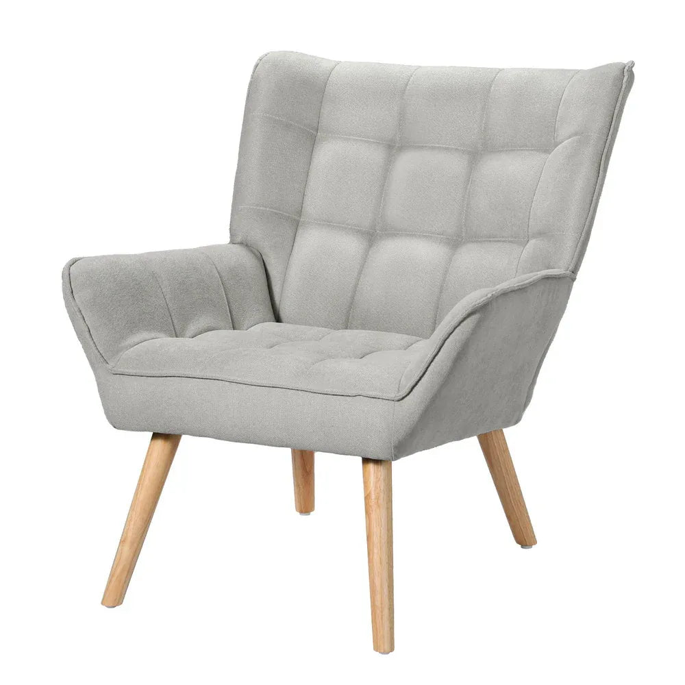 Artiss Armchair Lounge Chair Accent Chairs Sofa Linen Fabric Cushion Seat Grey - Mekamart Australia