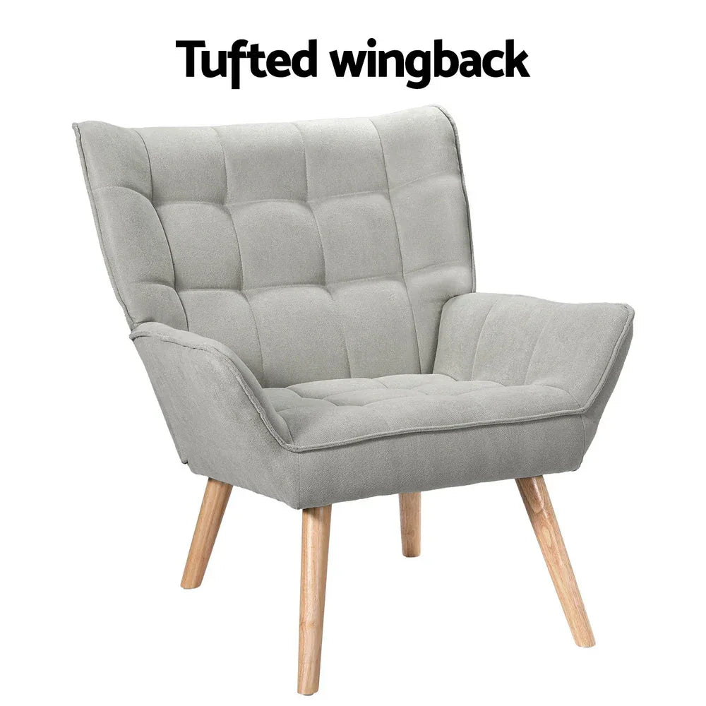 Artiss Armchair Lounge Chair Accent Chairs Sofa Linen Fabric Cushion Seat Grey - Mekamart Australia