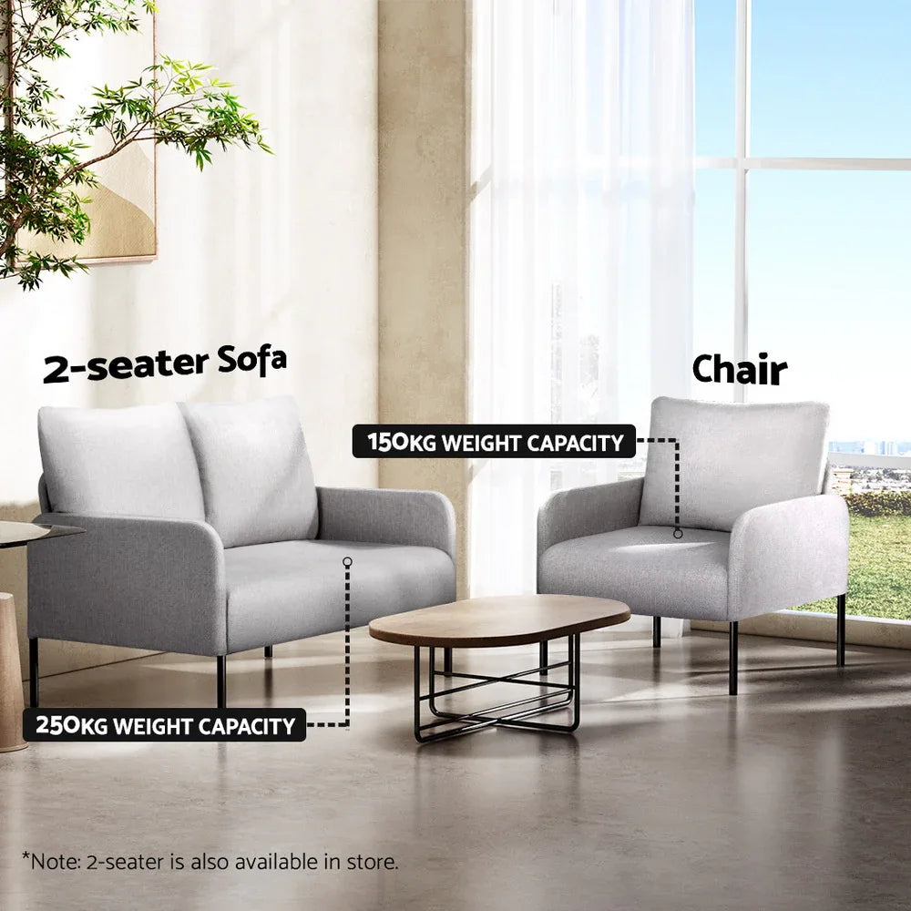 Artiss Armchair Accent Chair Pillow Fabric Grey - Mekamart Australia