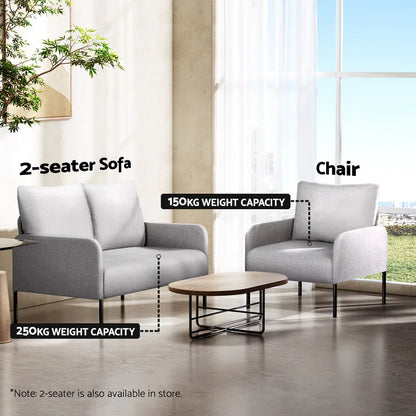 Artiss Armchair Accent Chair Pillow Fabric Grey - Mekamart Australia