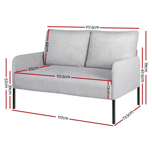 Artiss Armchair 2-Seater Sofa Pillow Linen Grey - Mekamart Australia