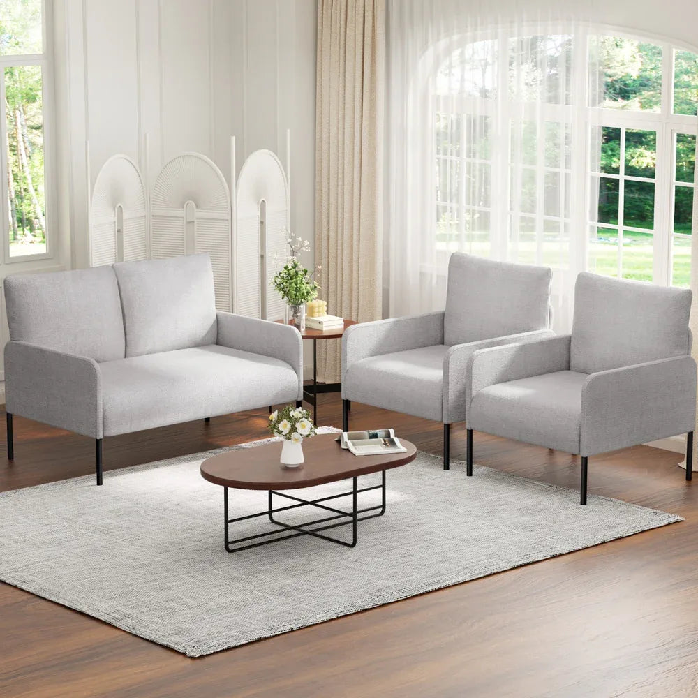 Artiss Armchair 4 Seater Sofa Set Pillow Gery Kane - Mekamart Australia