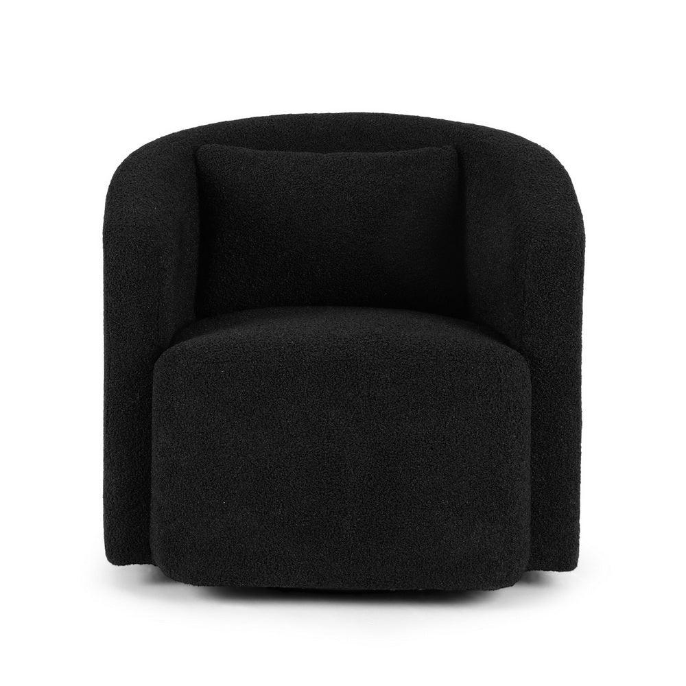 Artiss Round Swivel Armchair Sherpa Fleece Black - Mekamart Australia