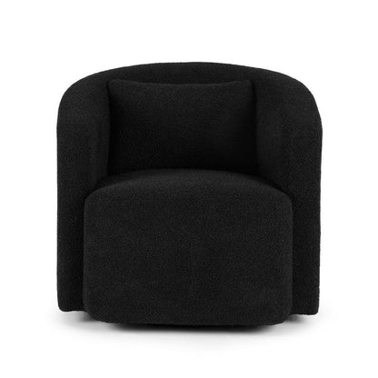 Artiss Round Swivel Armchair Sherpa Fleece Black - Mekamart Australia