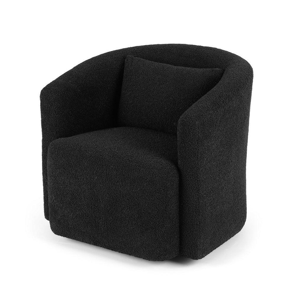 Artiss Round Swivel Armchair Sherpa Fleece Black - Mekamart Australia