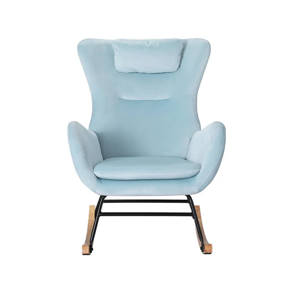 Artiss Rocking Chair Armchair Pillow Velvet Blue - Mekamart Australia
