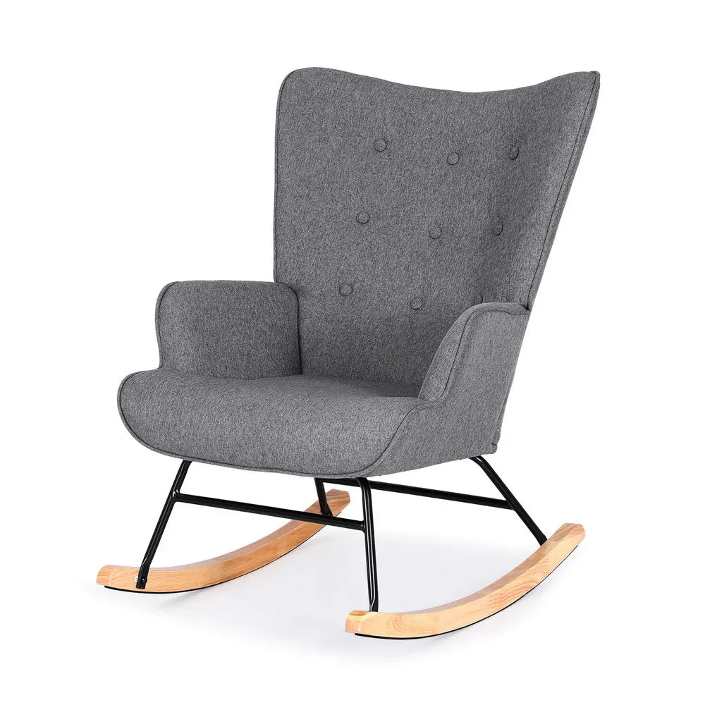 Artiss Rocking Armchair Nursing Chair Linen Fabric Grey - Mekamart Australia