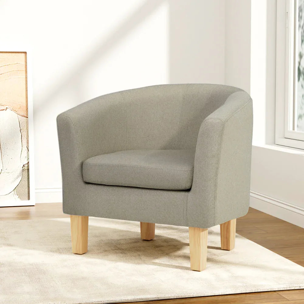 Artiss Armchair Tub Chair Beige Abby - Mekamart Australia