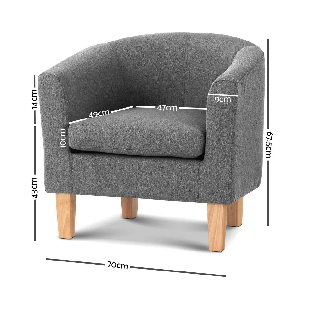 Artiss Abby Fabric Armchair - Grey - Mekamart Australia