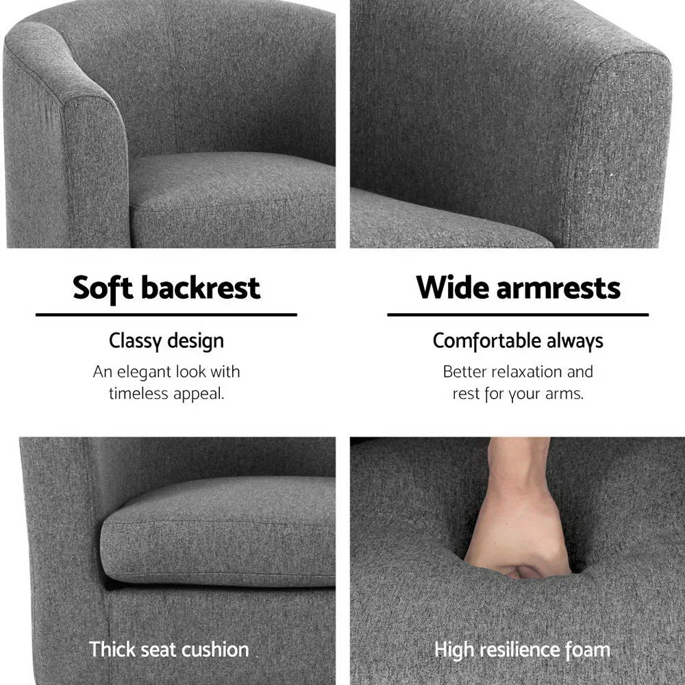 Artiss Abby Fabric Armchair - Grey - Mekamart Australia