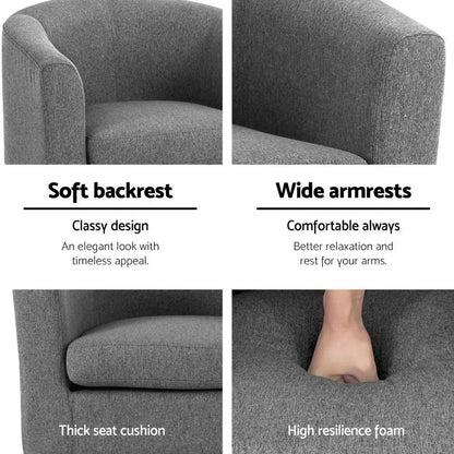 Artiss Abby Fabric Armchair - Grey - Mekamart Australia