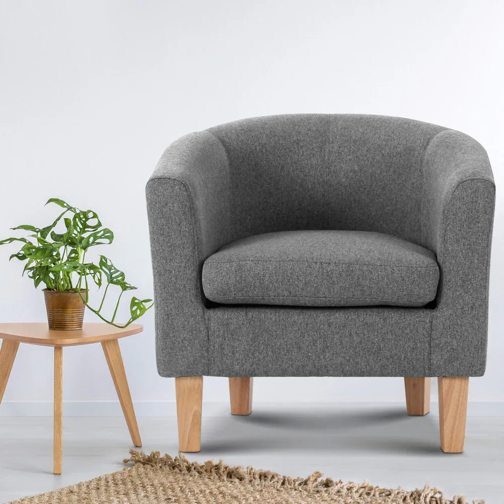 Artiss Abby Fabric Armchair - Grey - Mekamart Australia