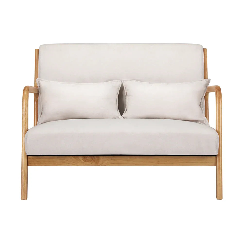 Artiss Armchair Lounge Chair Accent Armchairs Couch Sofa Loveseat Beige Wood - Mekamart Australia