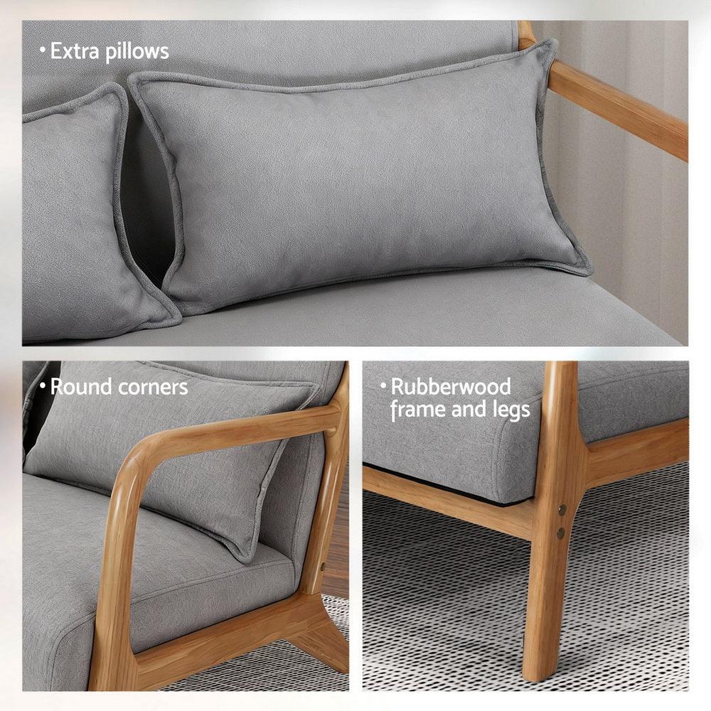 Artiss Armchair 2-seater Loveseat Fabric Grey - Mekamart Australia