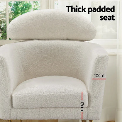Artiss Armchair Boucle Fabric White Yoli - Mekamart Australia