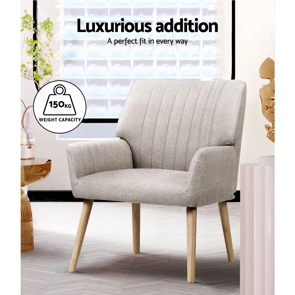 Artiss Armchair Fabric Beige Sebastini - Mekamart Australia