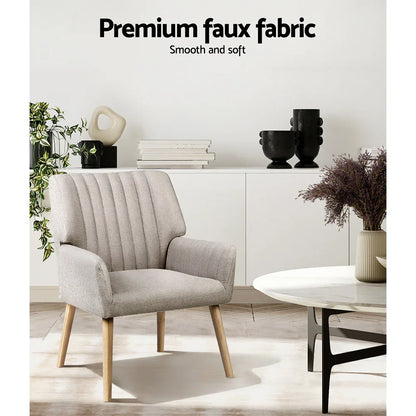 Artiss 2X Armchair Faux Fabric Beige - Mekamart Australia
