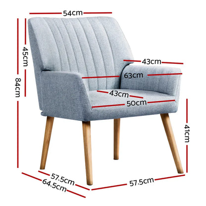 Artiss Armchair Fabric Blue Grey Sebastini - Mekamart Australia