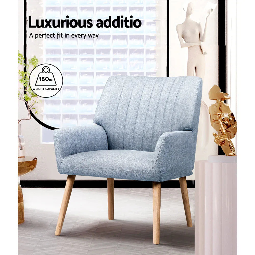 Artiss 2X Armchair Fabric Blue Grey - Mekamart Australia