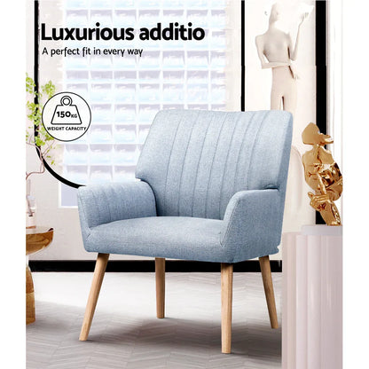 Artiss 2X Armchair Fabric Blue Grey - Mekamart Australia