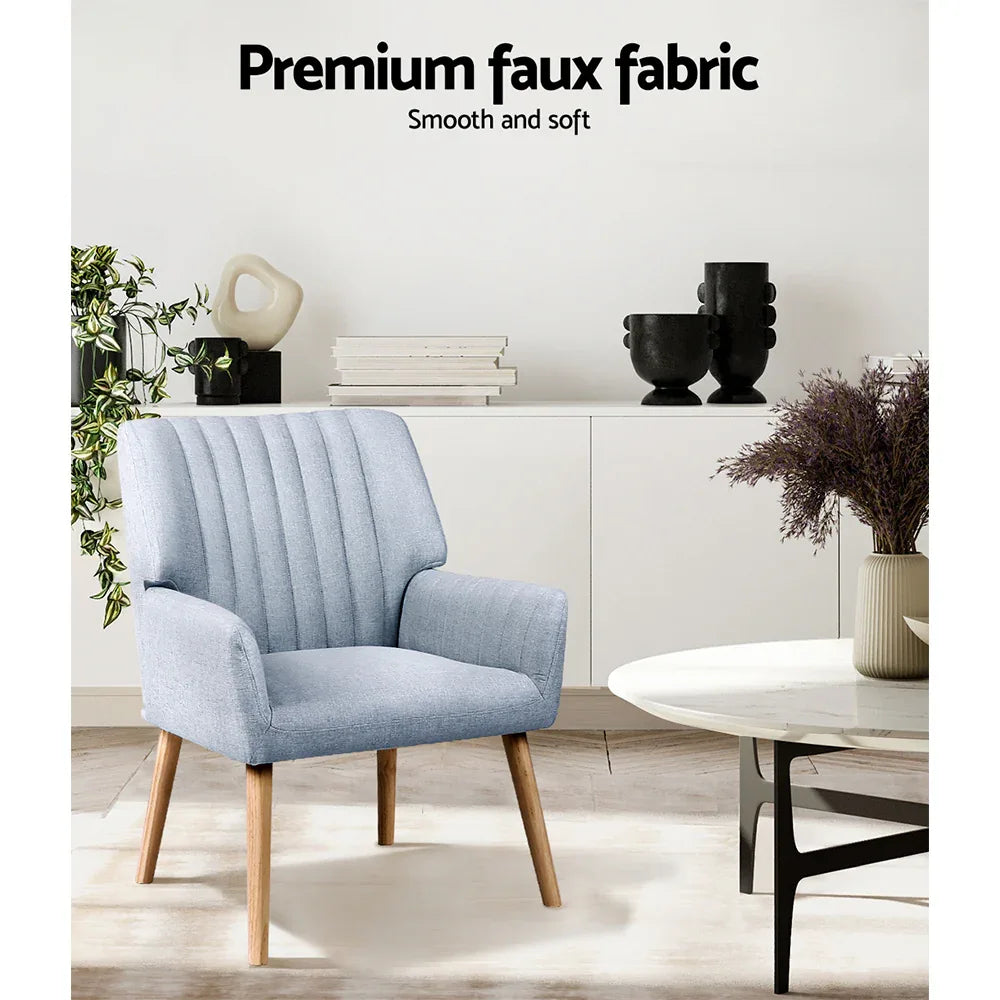 Artiss 2X Armchair Fabric Blue Grey - Mekamart Australia