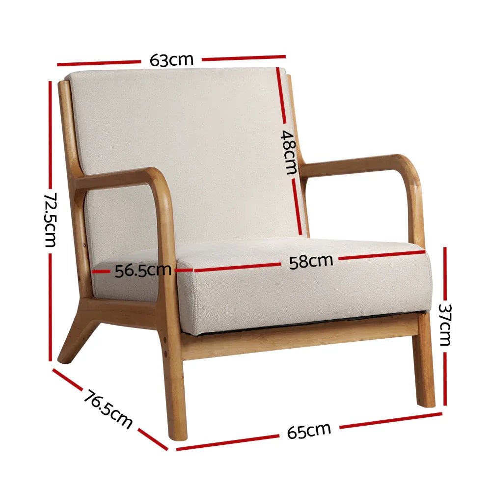 Artiss Armchair Fabric Beige Olive - Mekamart Australia