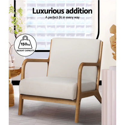 Artiss Armchair Fabric Beige Olive - Mekamart Australia