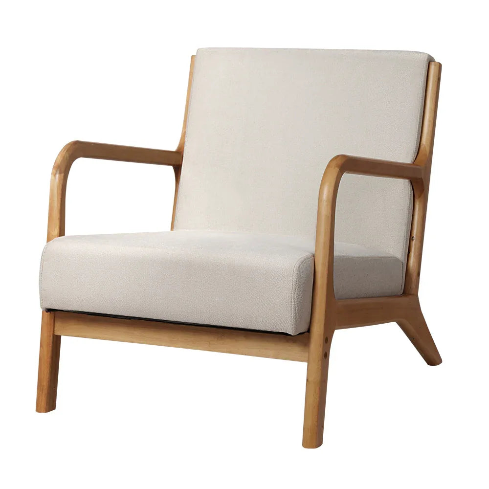 Artiss Armchair Fabric Beige Olive - Mekamart Australia