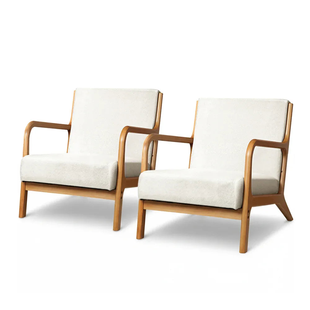 Artiss 2X Armchair Faux Fabric Beige - Mekamart Australia