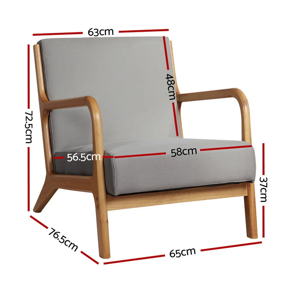 Artiss Armchair Fabric Light Grey - Mekamart Australia