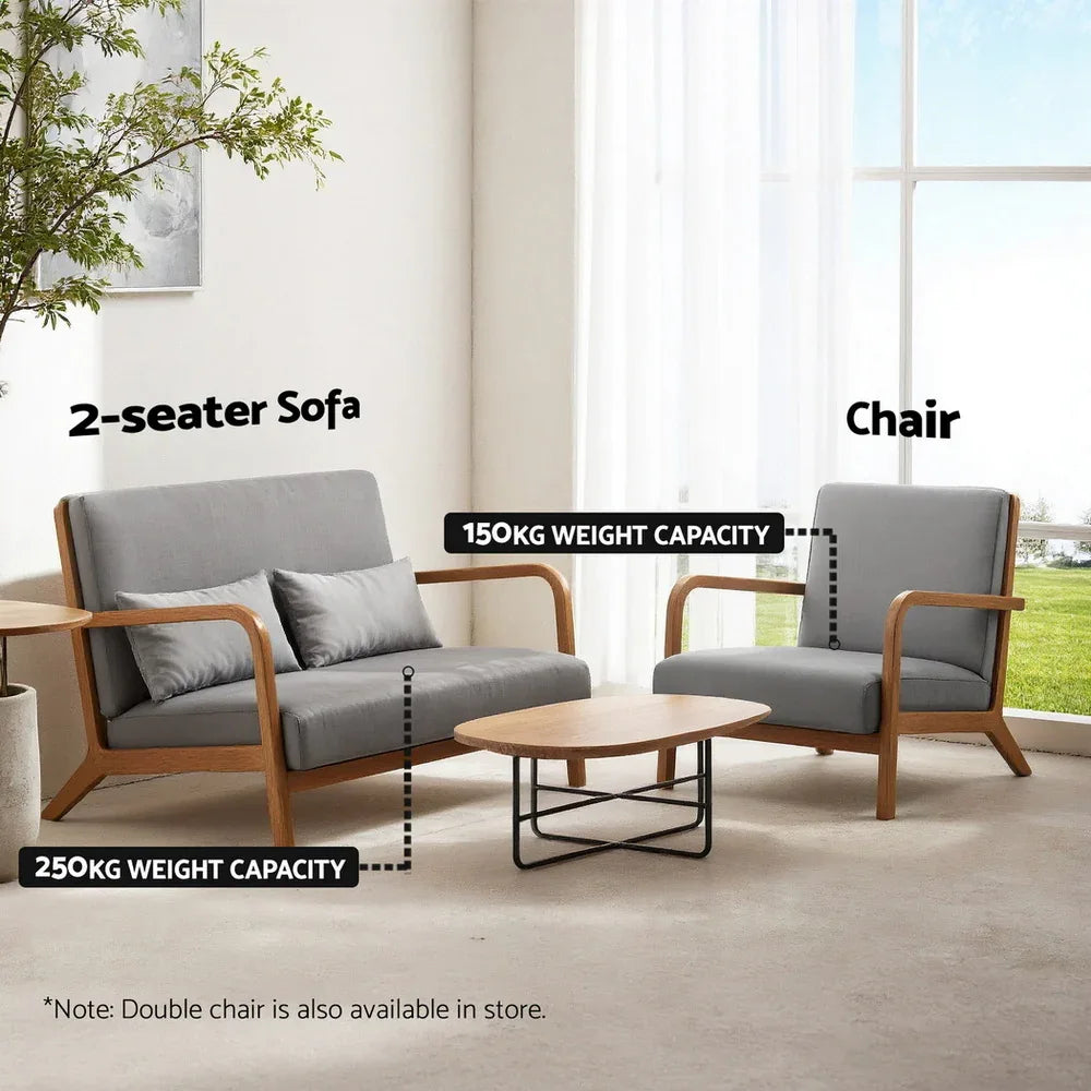 Artiss Armchair Fabric Light Grey - Mekamart Australia