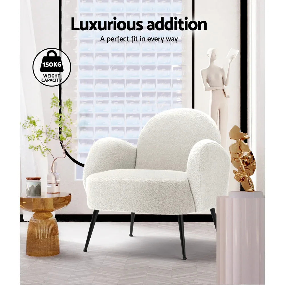 Artiss Armchair Boucle White Hanes - Mekamart Australia