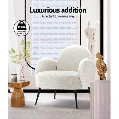 Artiss Armchair Boucle White Hanes - Mekamart Australia