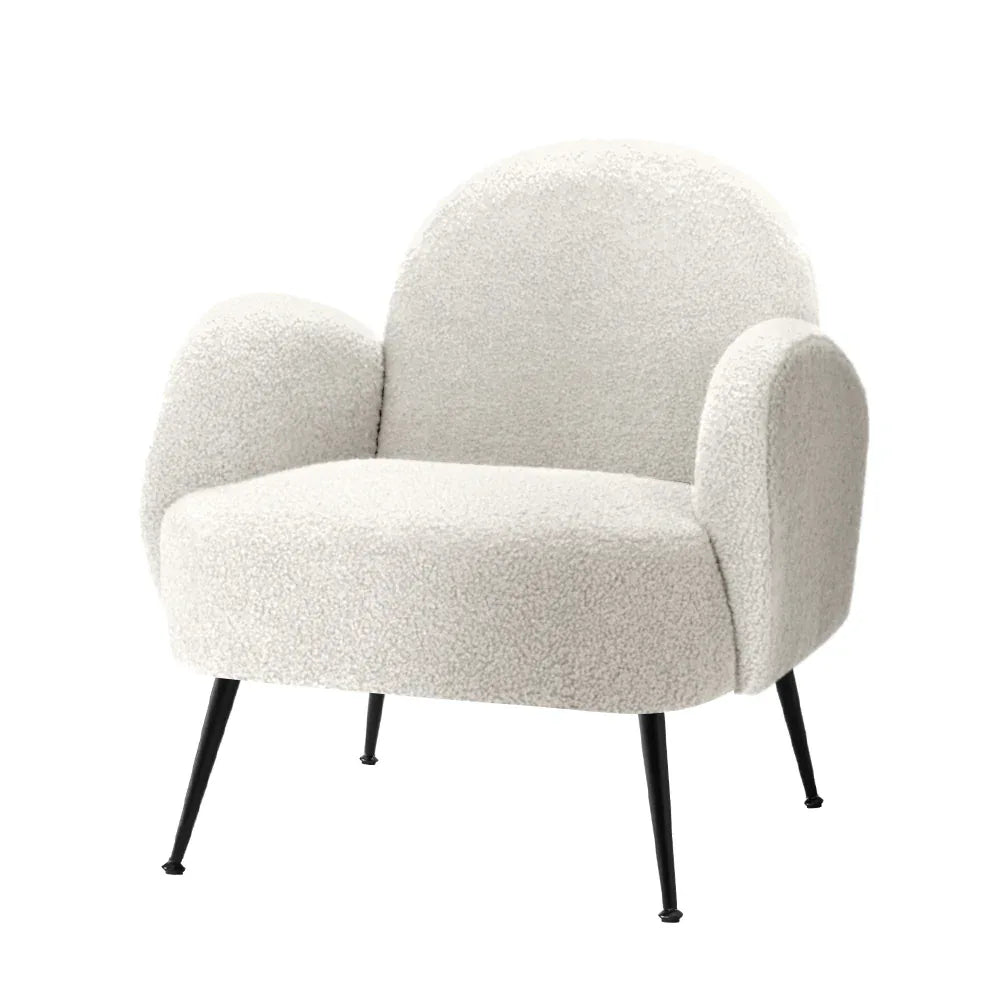 Artiss Armchair Boucle White Hanes - Mekamart Australia