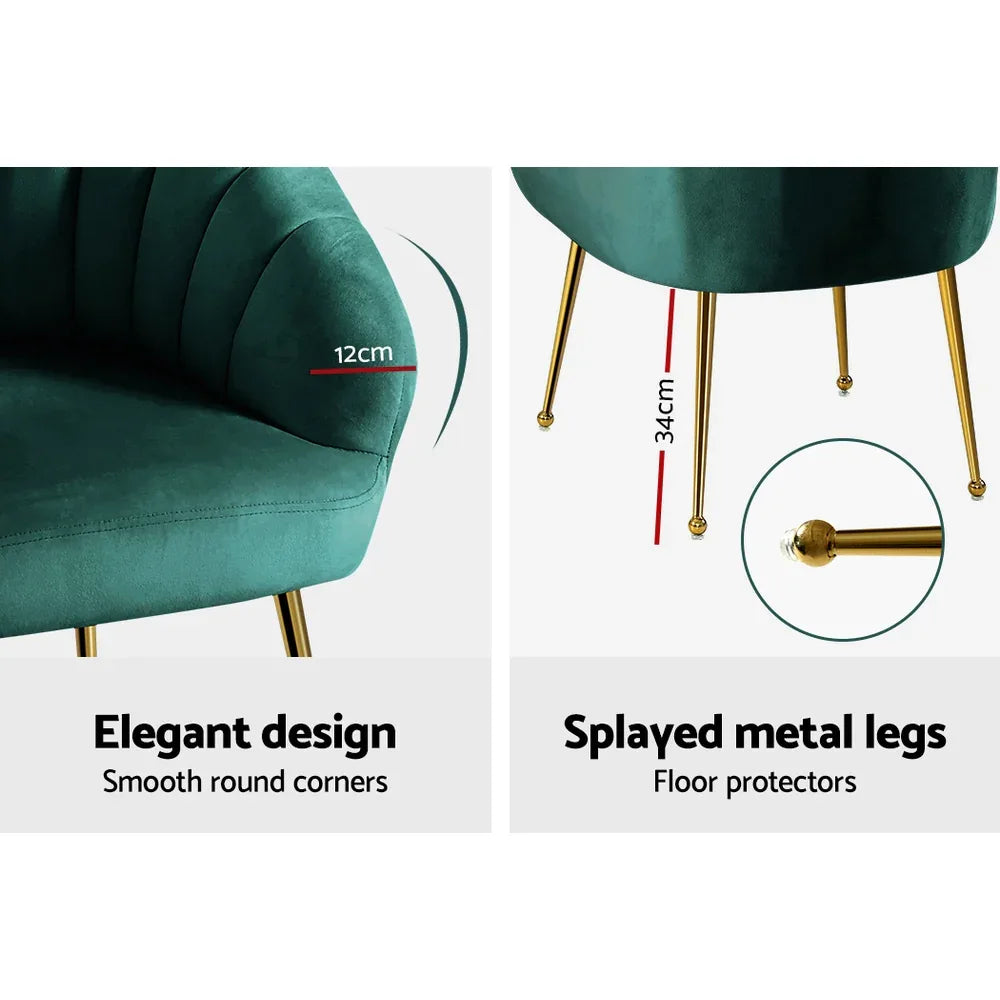 Artiss Armchair Velvet Green Eloise - Mekamart Australia