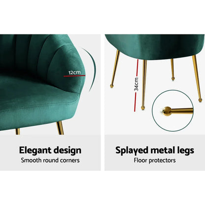 Artiss Armchair Velvet Green Eloise - Mekamart Australia