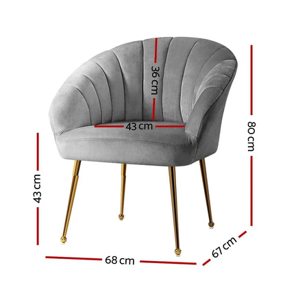 Artiss Armchair Velvet Grey Eloise - Mekamart Australia