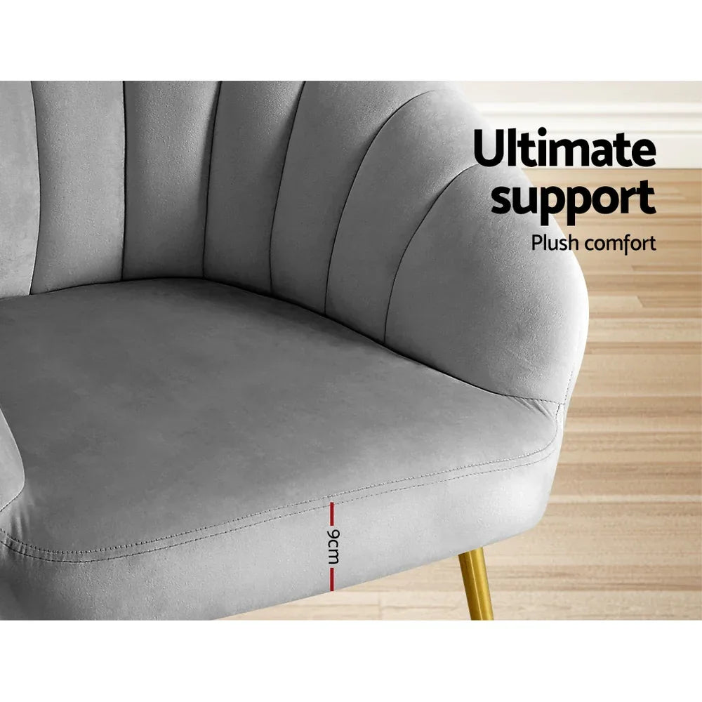 Artiss Armchair Velvet Grey Eloise - Mekamart Australia